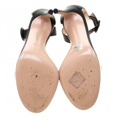 Pre Owned Gianvito Rossi Black Leather And PVC Ankle Strap Sandals 38.5