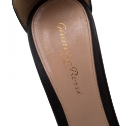 Pre Owned Gianvito Rossi Black Leather And PVC Ankle Strap Sandals 38.5