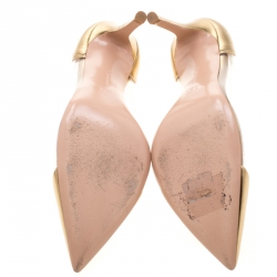 Pre Owned Gianvito Rossi Metallic Gold Leather And PVC Plexi Pumps Size 38