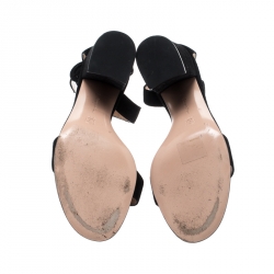 Pre Owned Gianvito Rossi Black Suede Versilia 60 Ankle Cuff Sandals Size 38