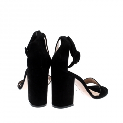 Pre Owned Gianvito Rossi Black Suede Versilia 60 Ankle Cuff Sandals Size 38