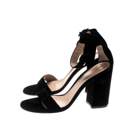 Pre Owned Gianvito Rossi Black Suede Versilia 60 Ankle Cuff Sandals Size 38