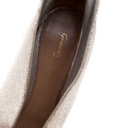 Pre Owned Gianvito Rossi Metallic Silver Suede Peep Toe Ankle Booties Size 39