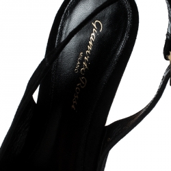 Pre Owned Gianvito Rossi Black Suede Cork Wedge Platform Sandals Size 39.5