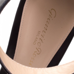 Pre Owned Gianvito Rossi Black Leather Portofino Ankle Strap Sandals Size 37.5