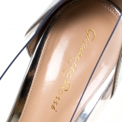 Pre Owned Gianvitto Rossi Silver Patent Leather and PVC Plexi Pointed Toe Pumps Size 39.5