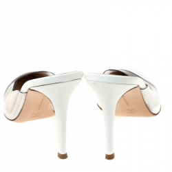 Pre Owned Gianvito Rossi White Leather and PVC Plexi Pointed Toe Mule Sandals Size 38