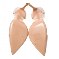 Pre Owned Gianvito Rossi Beige Leather And PVC Plexi Pointed Toe Pumps Size 35