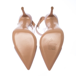 Pre Owned Gianvito Rossi Pink Leather And PVC Anise Pointed Toe Ankle Strap Sandals Size 39