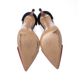 Pre Owned Gianvito Rossi Red/Blue Suede Plexi Ponted Toe Pumps Size 41