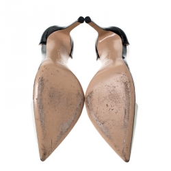 Pre Owned Gianvitto Rossi Monochrome Patent Leather And PVC Plexi Pointed Toe Pumps Size 38