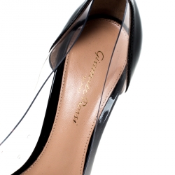 Pre Owned Gianvitto Rossi Monochrome Patent Leather And PVC Plexi Pointed Toe Pumps Size 38