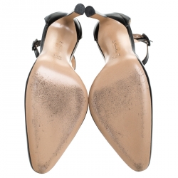 Pre Owned Gianvito Rossi Black Leather D'orsay Ankle Strap Pumps Size 37