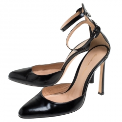 Pre Owned Gianvito Rossi Black Leather D'orsay Ankle Strap Pumps Size 37