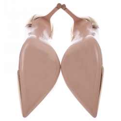 Pre Owned Gianvito Rossi Metallic Gold Leather And PVC Plexi Pointed Toe Pumps Size 37.5