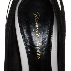 Pre Owned Gianvito Rossi Black Suede And White Leather Pointed Toe Pumps 36
