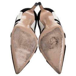 Pre Owned Gianvito Rossi Black Suede And White Leather Pointed Toe Pumps 36