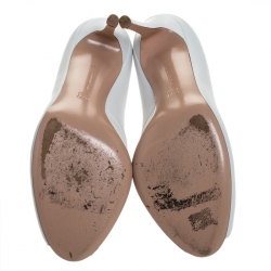 Pre Owned Gianvito Rossi White Leather Vamp Peep Toe Booties Size 39