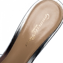 Pre Owned Gianvito Rossi Silver PVC Plexi Illusions Pin Heel Slide Sandals Size 39