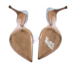 Pre Owned Gianvito Rossi Silver PVC Plexi Illusions Pin Heel Slide Sandals Size 39