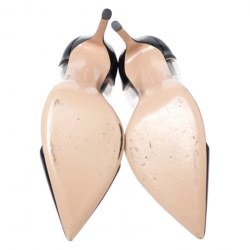 Pre Owned Gianvito Rossi Black Patent Leather And PVC Plexi Pointed Toe Pumps Size 36