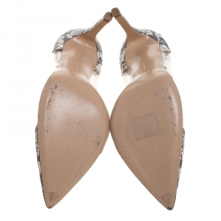 Pre Owned Gianvito Rossi Beige/Brown Python Leather And PVC Plexi Pumps Size 38.5