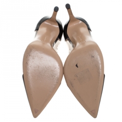 Pre Owned Gianvito Rossi Black Leather And PVC Plexi Pointed Toe Pumps Size 38.5