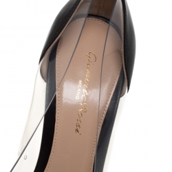 Pre Owned Gianvito Rossi Black Leather And PVC Plexi Pointed Toe Pumps Size 38.5