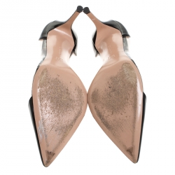 Pre Owned Gianvito Rossi Black Patent Leather And PVC Plexi Pointed Toe Pumps Size 40