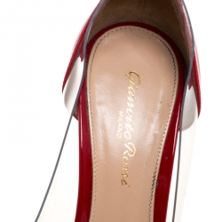 Pre Owned Gianvito Rossi Red/Black Patent Leather and PVC Plexi Pointed Toe Pumps Size 37.5