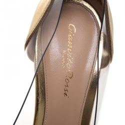 Pre Owned Gianvito Rossi Gold Leather And PVC Plexi Pointed Toe Pumps Size 39.5