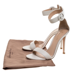 Pre Owned Gianvito Rossi White Leather Portofino Ankle Strap Sandals Size 35
