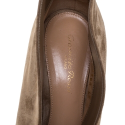 Pre Owned Gianvito Rossi Beige Suede Leather Ankle Booties Size 40