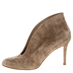 Pre Owned Gianvito Rossi Beige Suede Leather Ankle Booties Size 40