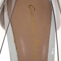 Pre Owned Gianvito Rossi White/Beige Patent Leather And  PVC Plexi Pointed Toe Pumps Size 39.5