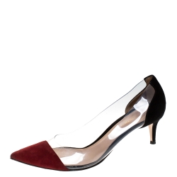 Pre Owned Gianvito Rossi Red/Black Patent Leather and PVC Plexi Pointed Toe Pumps Size 41