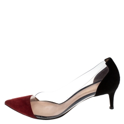 Pre Owned Gianvito Rossi Red/Black Patent Leather and PVC Plexi Pointed Toe Pumps Size 41