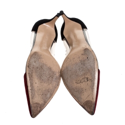 Pre Owned Gianvito Rossi Red/Black Patent Leather and PVC Plexi Pointed Toe Pumps Size 41