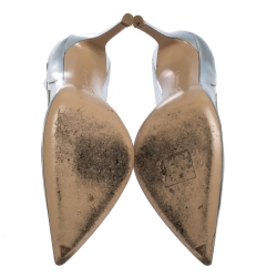 Pre Owned Gianvito Rossi Silver Leather And PVC Pointed Toe Pumps Size 36