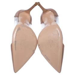 Pre Owned Gianvito Rossi Brown Leather And PVC Plexi Pointed Toe Pumps Size 39.5