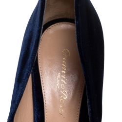Pre Owned Gianvito Rossi Presidential Blue Velvet Vamp Pumps Size 37.5