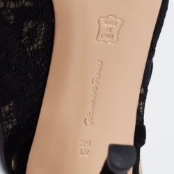 Pre Owned Gianvito Rossi Black Lace Peep Toe Cut Out Booties Size 39.5