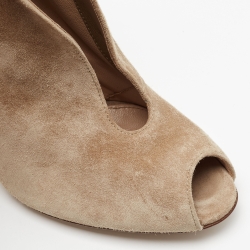 Pre Owned Gianvito Rossi Beige Suede Vamp Booties Size 36