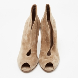 Pre Owned Gianvito Rossi Beige Suede Vamp Booties Size 36