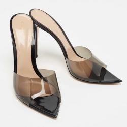 Pre Owned Gianvito Rossi Black PVC Elle 105 Slide Sandals Size 41