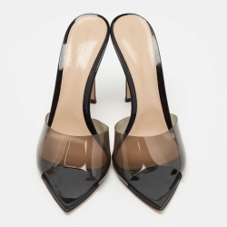 Pre Owned Gianvito Rossi Black PVC Elle 105 Slide Sandals Size 41