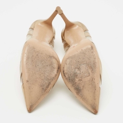 Pre Owned Gianvito Rossi Gold Leather and PVC Pointed Toe Pumps Size 35.5