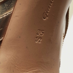 Pre Owned Gianvito Rossi Gold Leather and PVC Pointed Toe Pumps Size 35.5