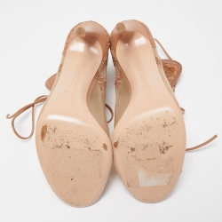 Pre Owned Gianvito Rossi Beige Mesh and Lace Ankle Boots Size 40    