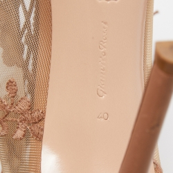 Pre Owned Gianvito Rossi Beige Mesh and Lace Ankle Boots Size 40    